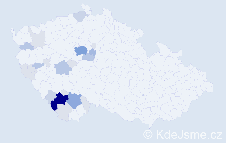 Příjmení: 'Kosmatová', počet výskytů 67 v celé ČR
