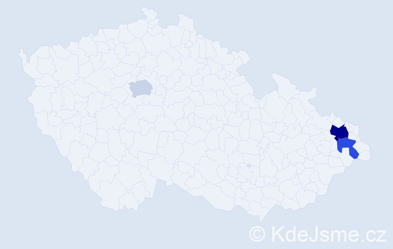 Příjmení: 'Gacka', počet výskytů 17 v celé ČR