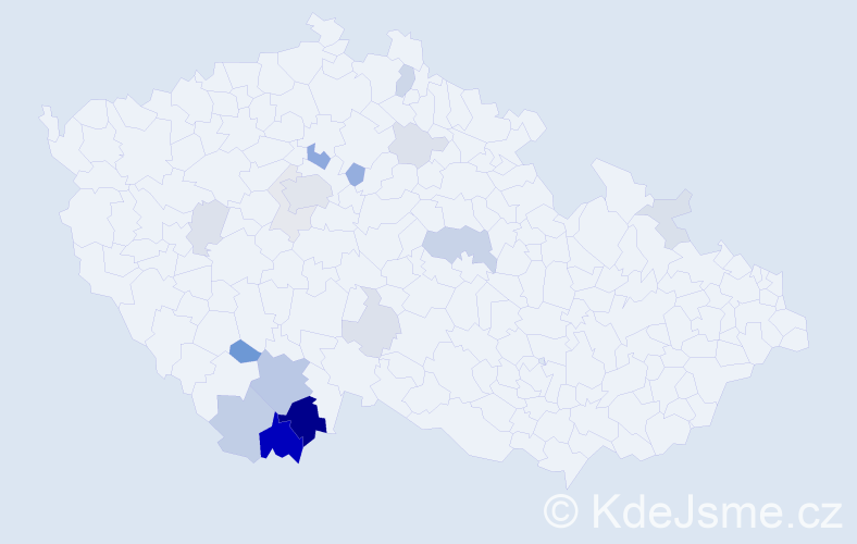 Příjmení: 'Marchal', počet výskytů 54 v celé ČR