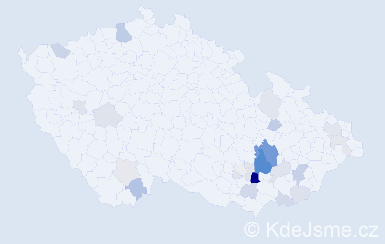 Příjmení: 'Klusal', počet výskytů 55 v celé ČR