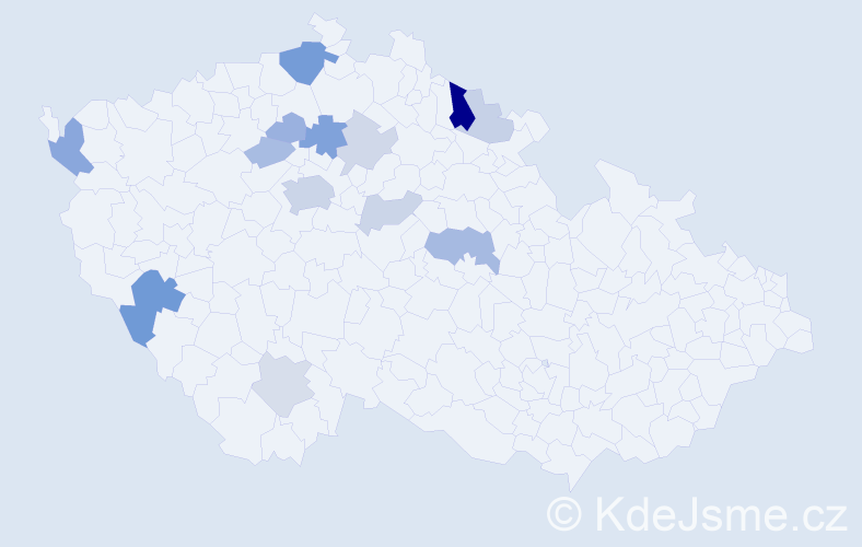 Příjmení: 'Basařová', počet výskytů 33 v celé ČR