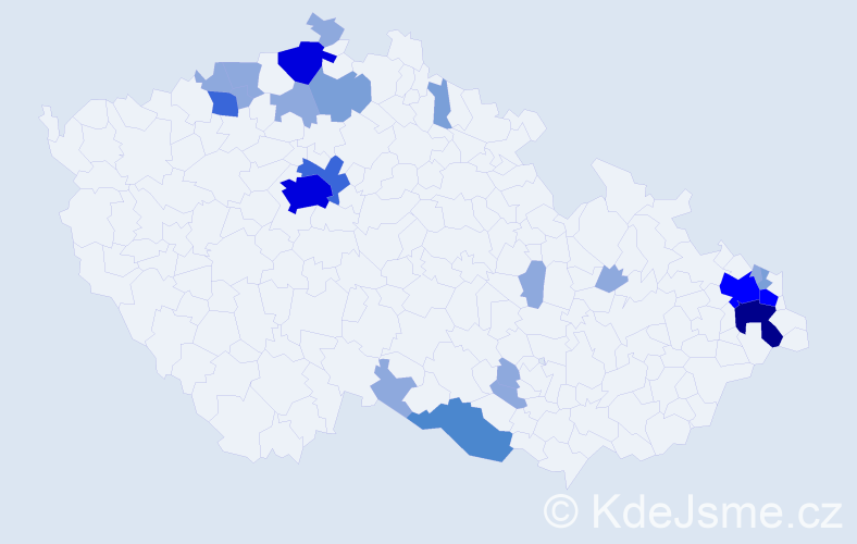 Příjmení: 'Kopas', počet výskytů 57 v celé ČR