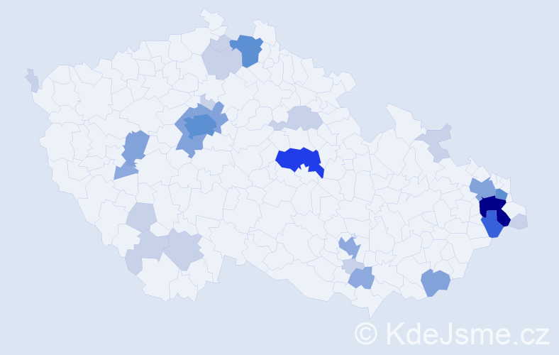 Příjmení: 'Kopčák', počet výskytů 74 v celé ČR