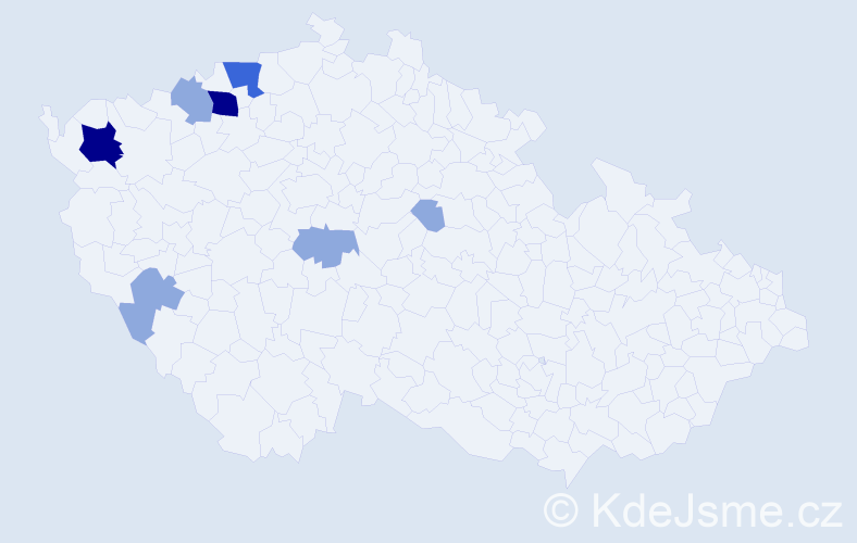 Příjmení: 'Kökeny', počet výskytů 22 v celé ČR