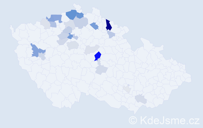 Příjmení: 'Chleborád', počet výskytů 77 v celé ČR