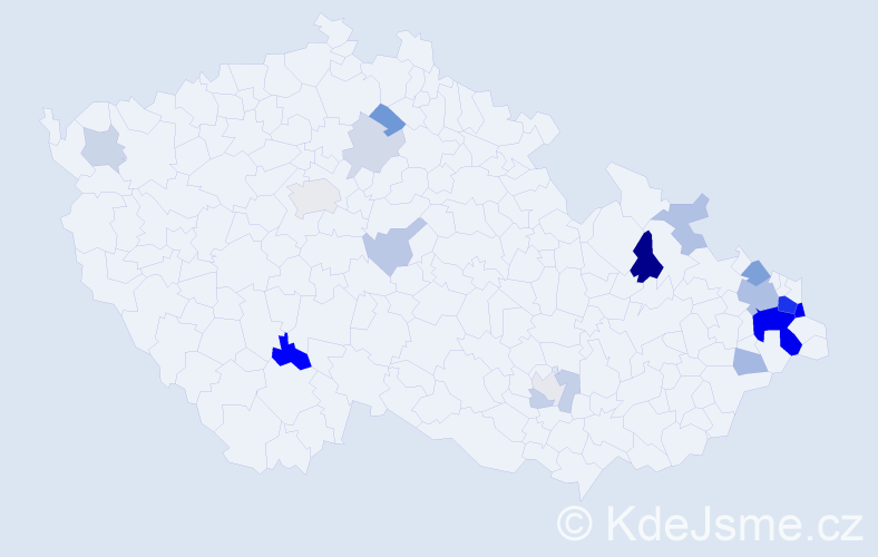 Příjmení: 'Kielar', počet výskytů 49 v celé ČR