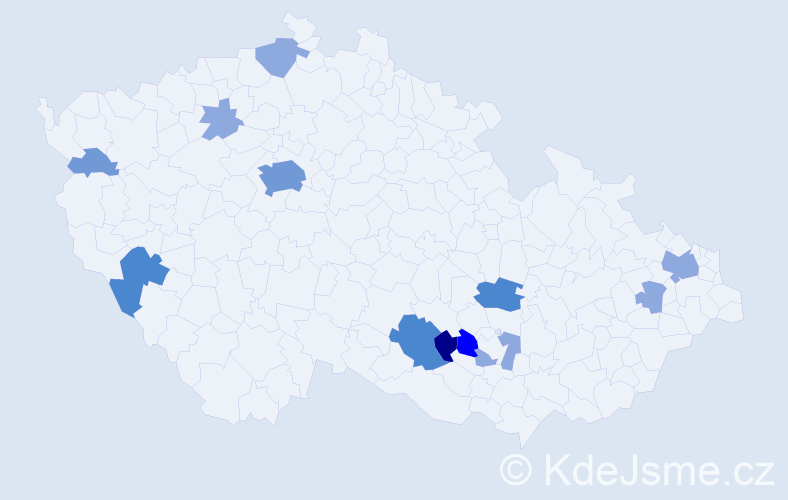 Příjmení: 'Klištinec', počet výskytů 28 v celé ČR