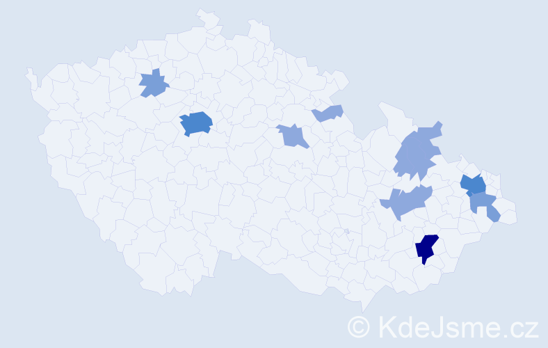 Příjmení: 'Fancová', počet výskytů 23 v celé ČR