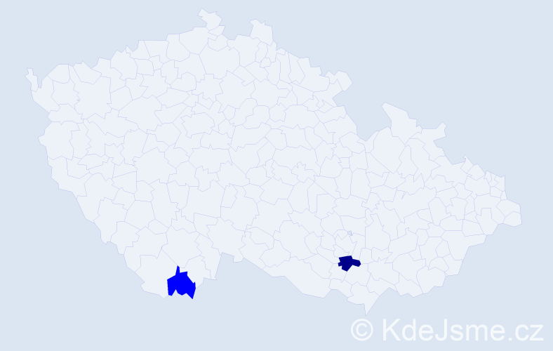 Příjmení: 'Kijac', počet výskytů 5 v celé ČR