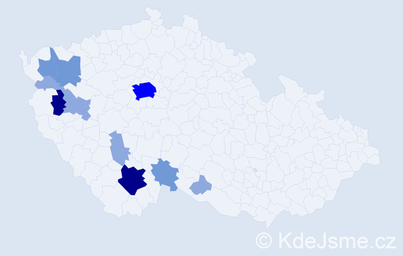 Příjmení: 'Kopet', počet výskytů 27 v celé ČR