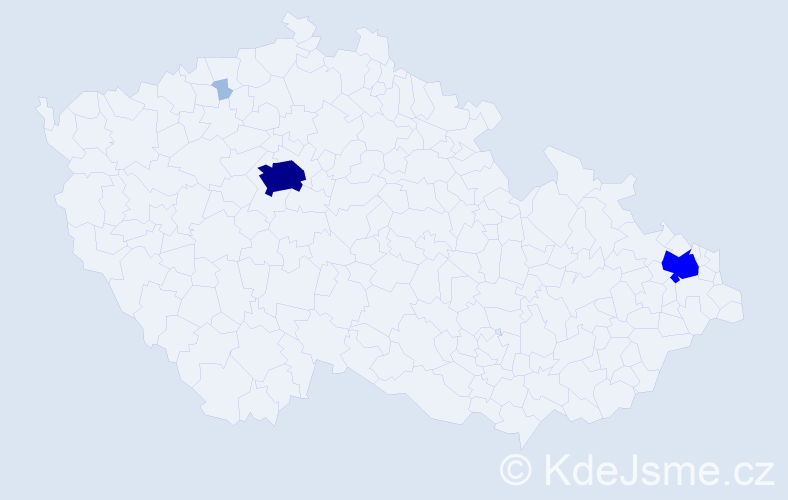 Příjmení: 'Kendera', počet výskytů 8 v celé ČR