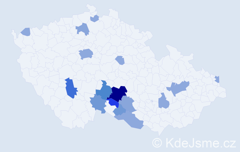 Příjmení: 'Kochrdová', počet výskytů 42 v celé ČR