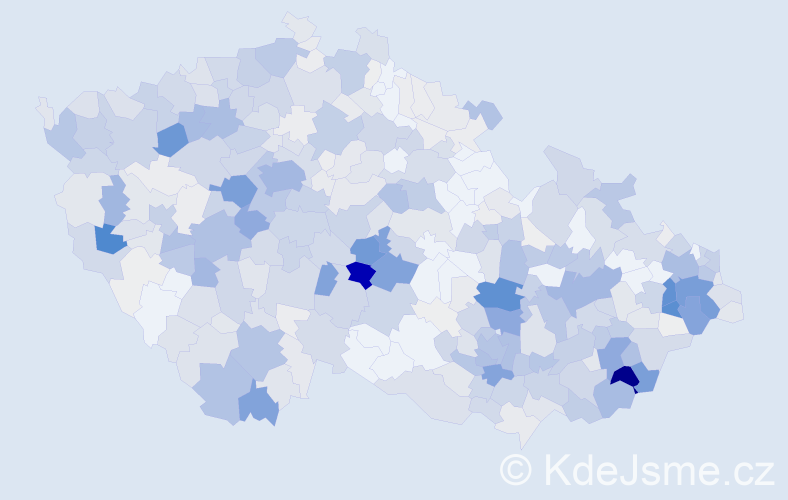 Příjmení: 'Žáčková', počet výskytů 2618 v celé ČR