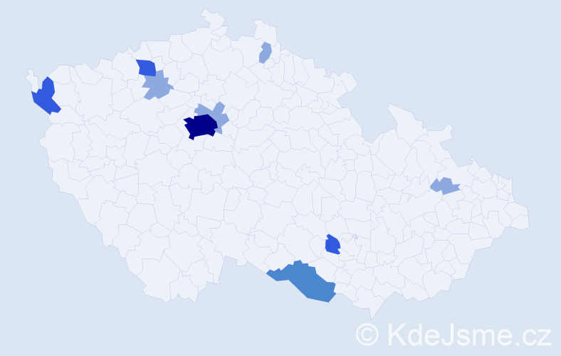 Příjmení: 'Mühlberger', počet výskytů 20 v celé ČR