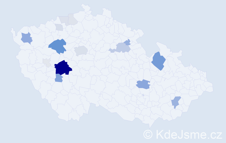 Příjmení: 'Vachata', počet výskytů 60 v celé ČR