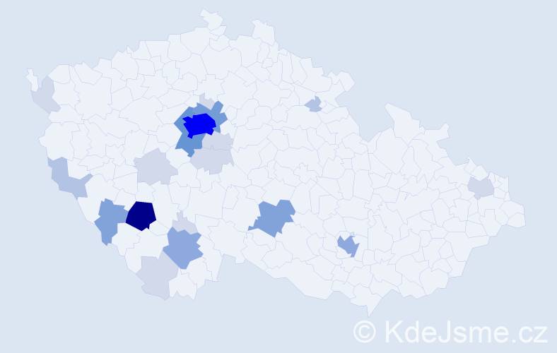 Příjmení: 'Knetl', počet výskytů 66 v celé ČR