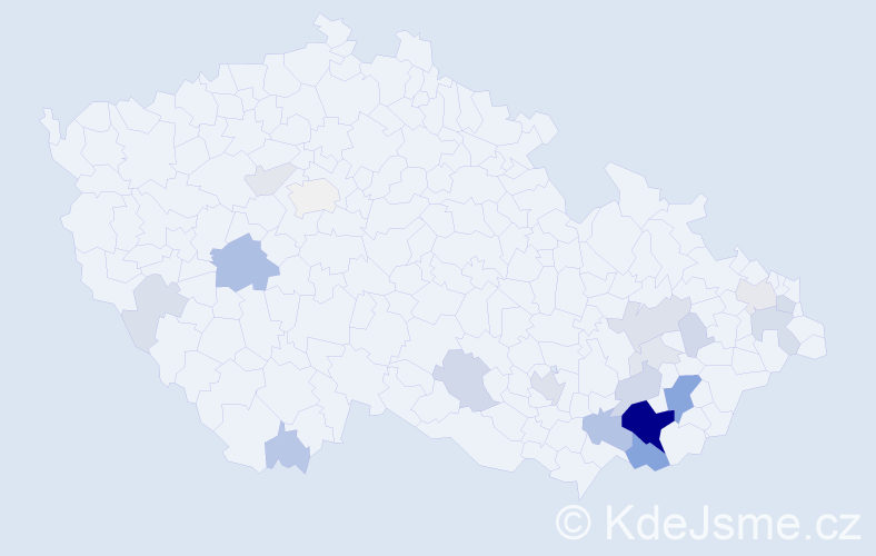 Příjmení: 'Otrusina', počet výskytů 74 v celé ČR