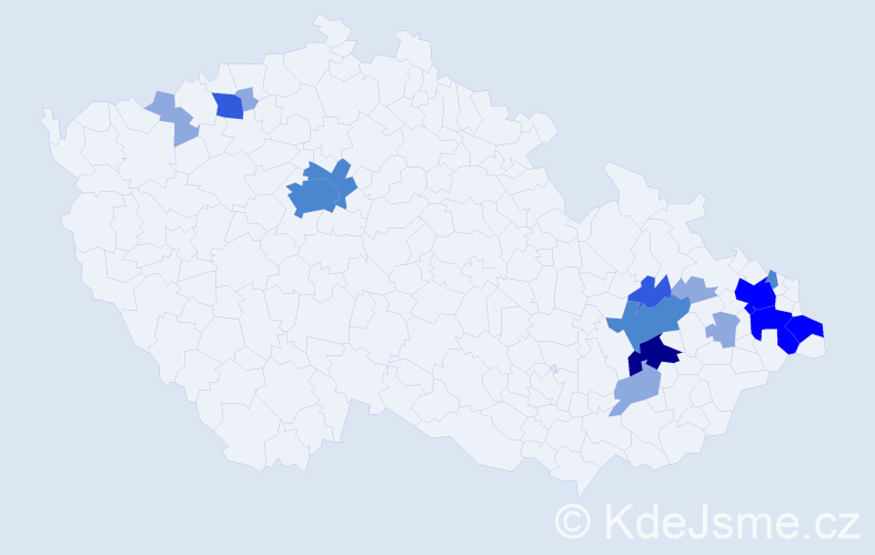 Příjmení: 'Klar', počet výskytů 36 v celé ČR
