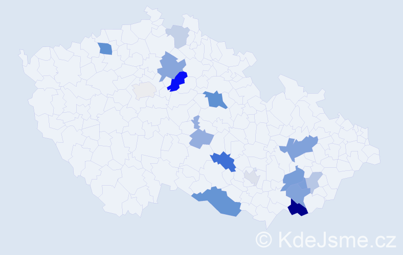 Příjmení: 'Chadalíková', počet výskytů 34 v celé ČR