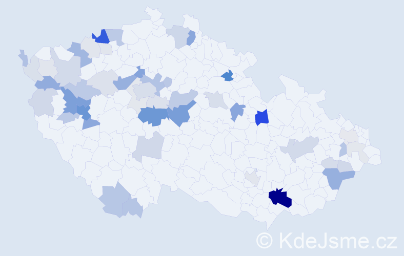 Příjmení: 'Smolák', počet výskytů 174 v celé ČR