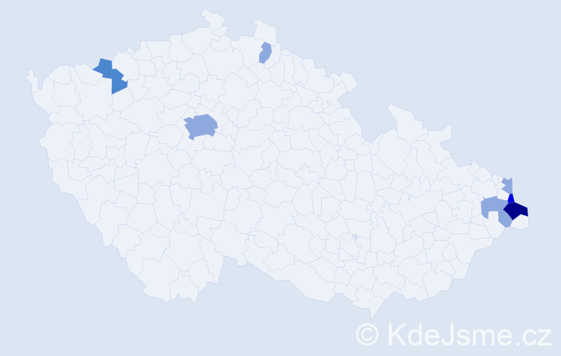 Příjmení: 'Kisiel', počet výskytů 20 v celé ČR