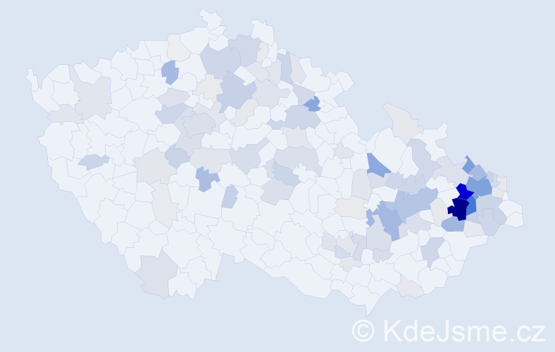 Příjmení: 'Klos', počet výskytů 445 v celé ČR