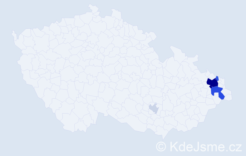 Příjmení: 'Teda', počet výskytů 16 v celé ČR