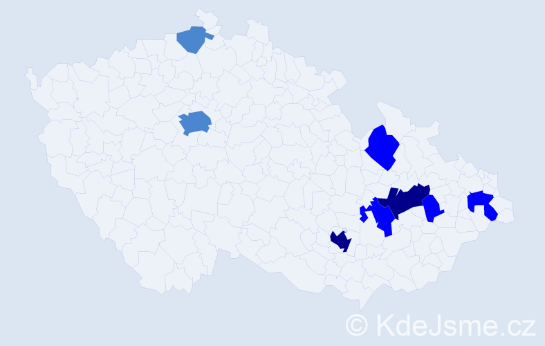 Příjmení: 'Frainšic', počet výskytů 16 v celé ČR