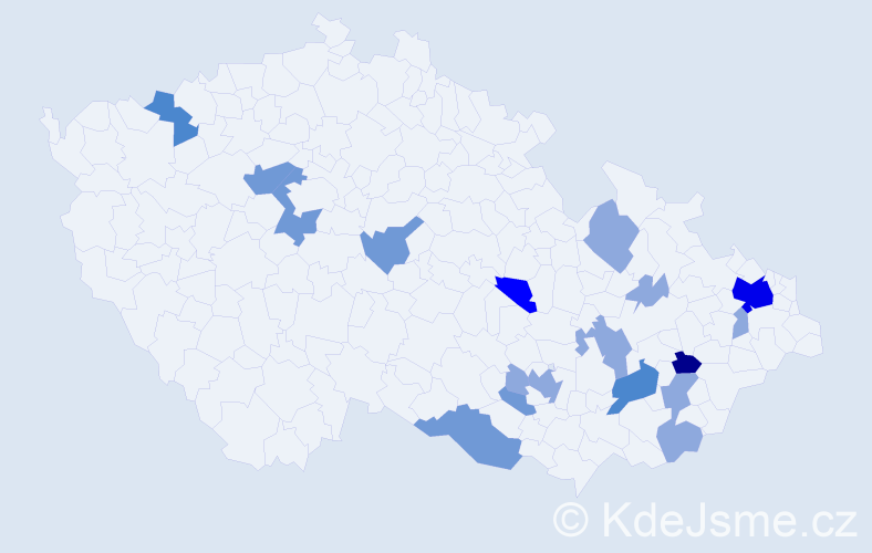 Příjmení: 'Dubjáková', počet výskytů 39 v celé ČR