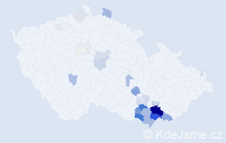 Příjmení: 'Ivičič', počet výskytů 152 v celé ČR