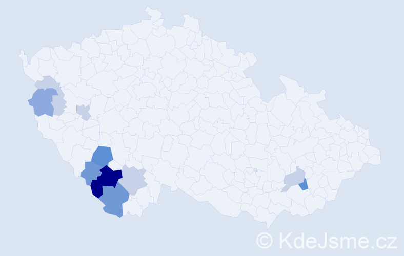 Příjmení: 'Markovec', počet výskytů 37 v celé ČR