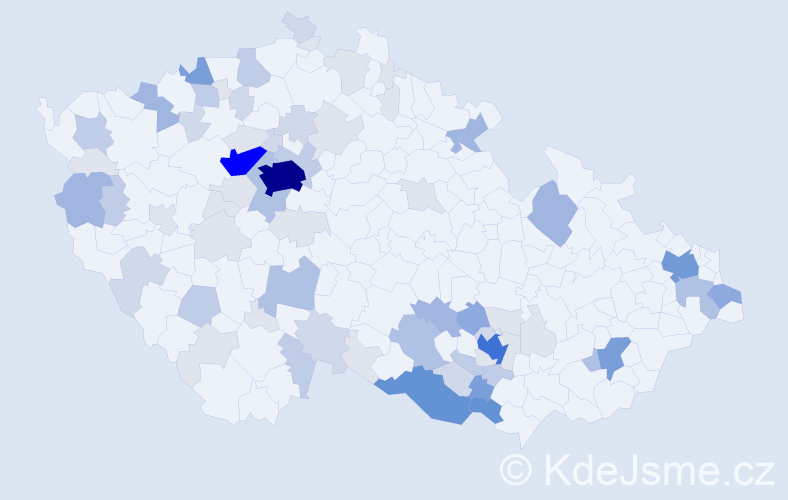 Příjmení: 'Vršková', počet výskytů 255 v celé ČR