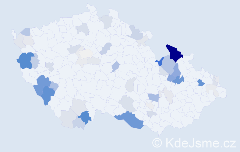 Příjmení: 'Koryťák', počet výskytů 147 v celé ČR