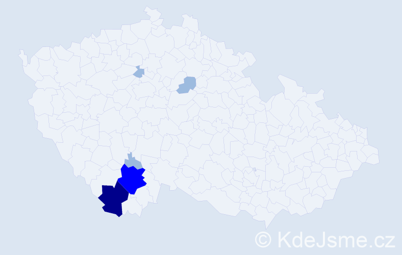 Příjmení: 'Kibus', počet výskytů 10 v celé ČR