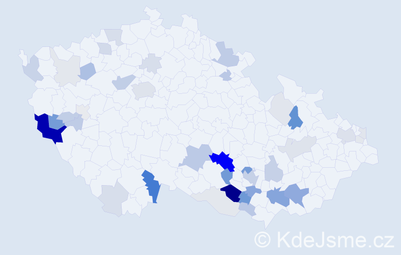 Příjmení: 'Kozina', počet výskytů 132 v celé ČR