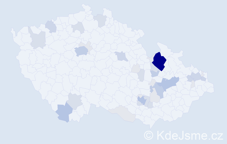 Příjmení: 'Rulíšek', počet výskytů 109 v celé ČR
