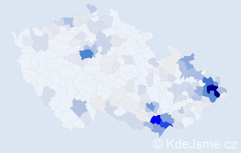 Příjmení: 'Michna', počet výskytů 774 v celé ČR
