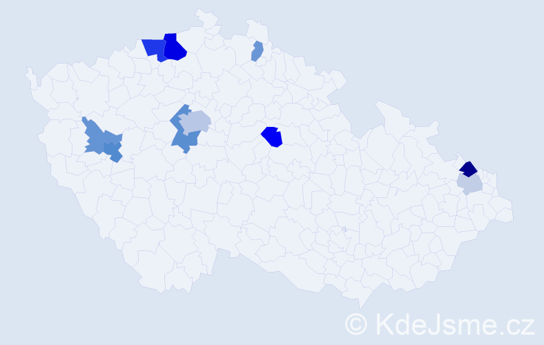Příjmení: 'Vrchotková', počet výskytů 22 v celé ČR
