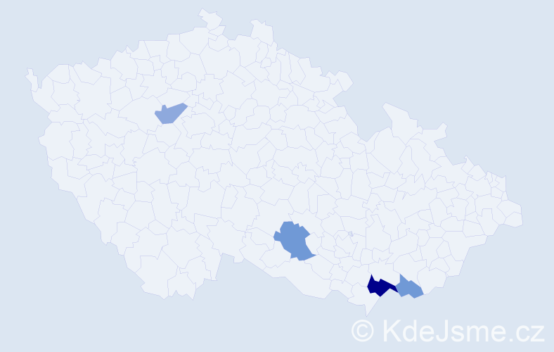 Příjmení: 'Pukanec', počet výskytů 16 v celé ČR
