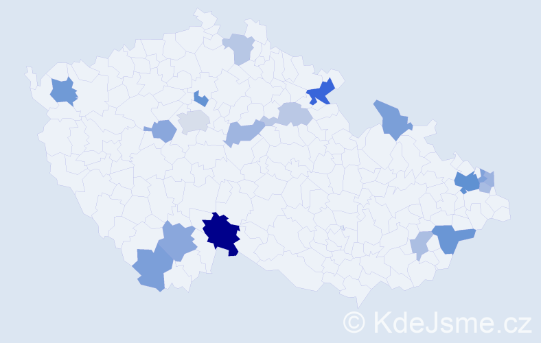 Příjmení: 'Vaš', počet výskytů 34 v celé ČR