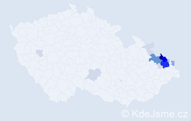 Příjmení: 'Krőmer', počet výskytů 55 v celé ČR