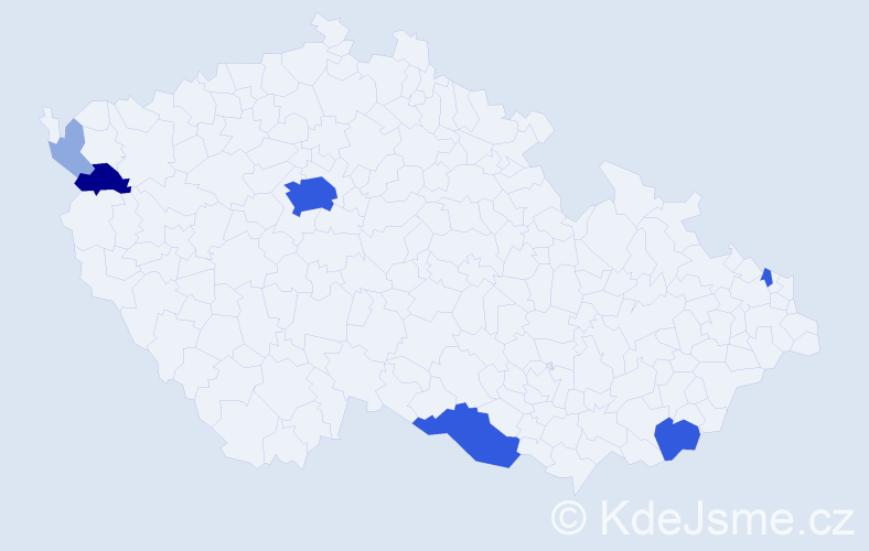 Příjmení: 'Čučelová', počet výskytů 18 v celé ČR