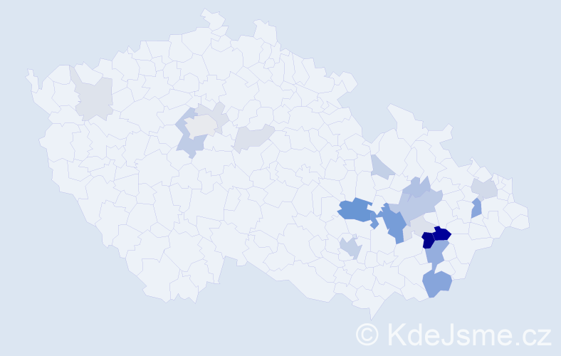 Příjmení: 'Prusenovská', počet výskytů 66 v celé ČR