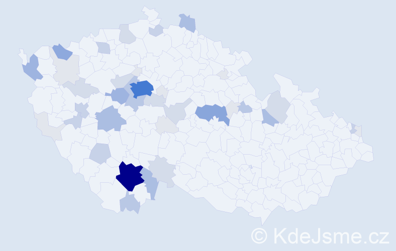 Příjmení: 'Kubata', počet výskytů 154 v celé ČR
