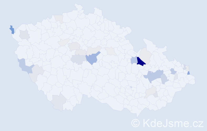 Příjmení: 'Pulkert', počet výskytů 85 v celé ČR
