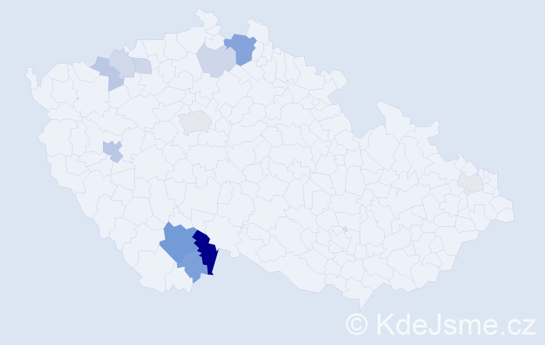 Příjmení: 'Kneysová', počet výskytů 29 v celé ČR