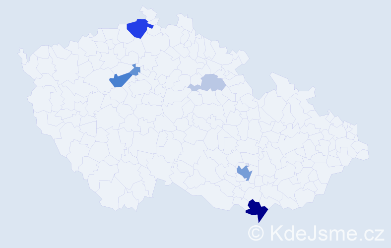 Příjmení: 'Ibrahimi', počet výskytů 21 v celé ČR