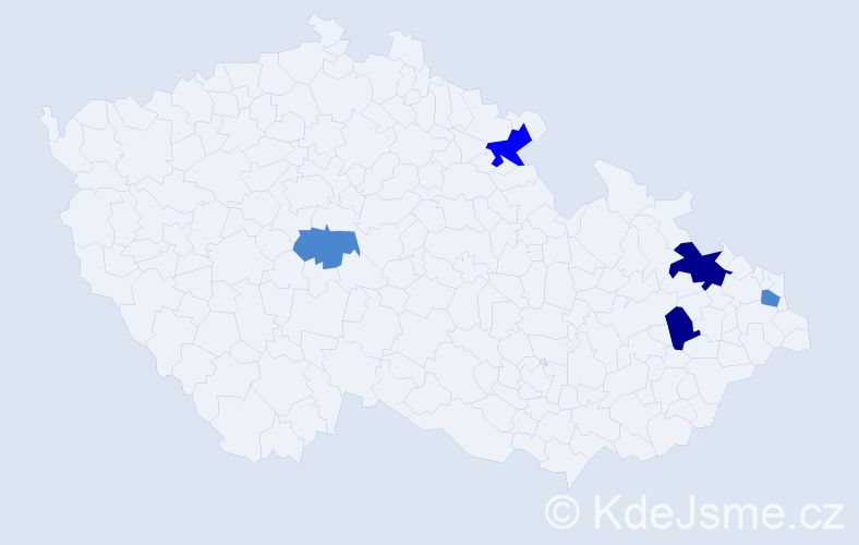 Příjmení: 'Adameová', počet výskytů 10 v celé ČR