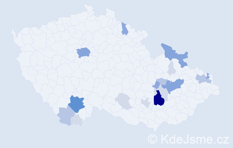 Příjmení: 'Mačkalová', počet výskytů 62 v celé ČR