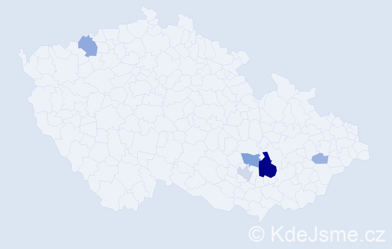 Příjmení: 'Pištělka', počet výskytů 28 v celé ČR